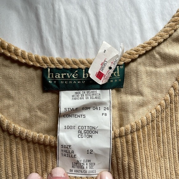 VTG Corduroy Overall Dress 12 Harve Bernard Tan Deadstock Apron NWT Academia - Picture 12 of 14